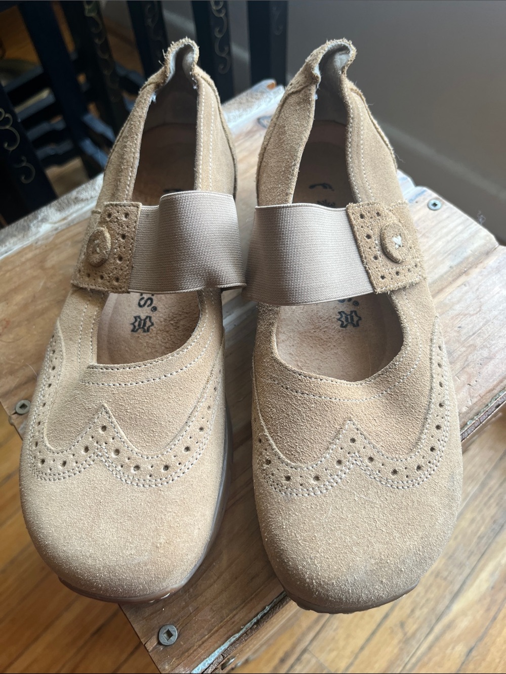 Footprints by Birkenstock Women's Suede Mary Jane Shoes in Light Tan